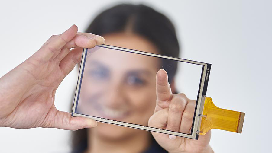 woman touching a touch sensor