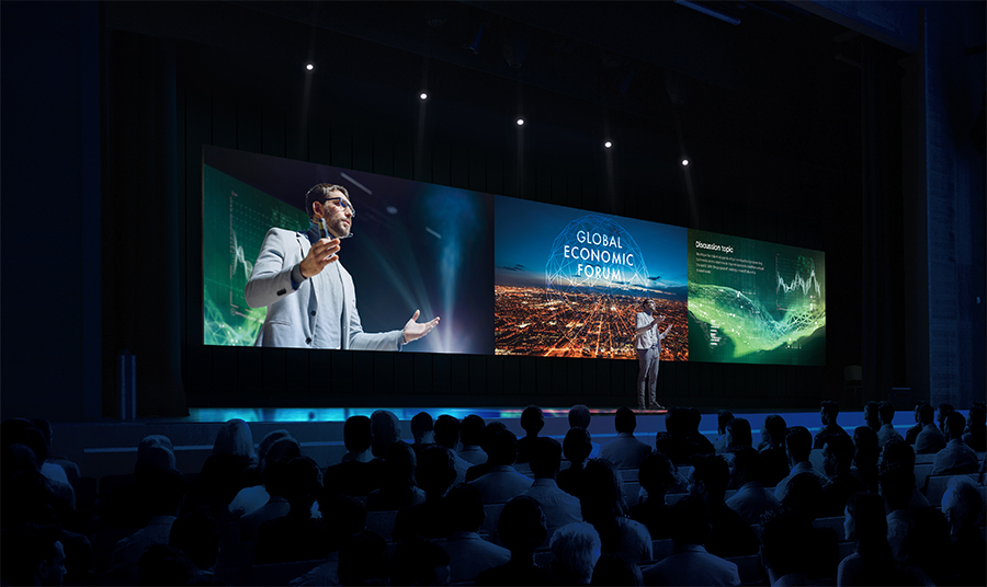 led wall at a conference