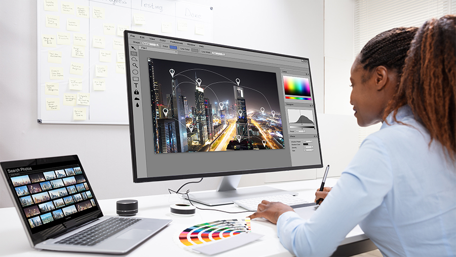woman working at a design computer