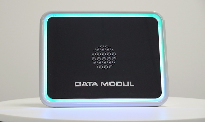 Speaker behind glass